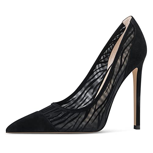 FSJ Women Fashion Pointed Toe Stiletto High Heel Pumps Mesh Slip On Party Dress Ladies Shoes Size 4-15 US2