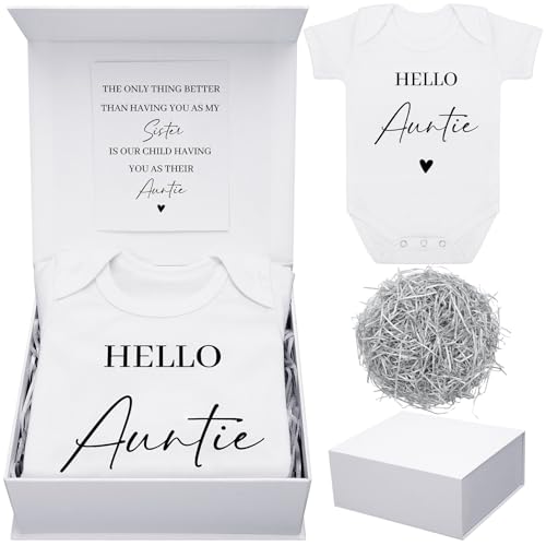 Shyyween 4 DPAiEXg fꂳAHello Auntie Baby BodysuitAHello Auntie Pregnancy Reveal Card Baby Reveal Gift Box Baby Annement Gif