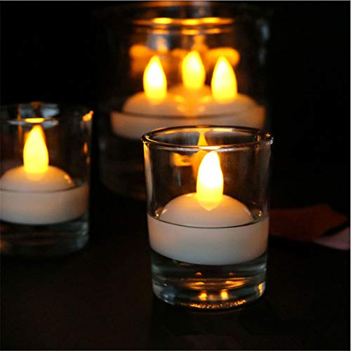 SHYMERY Waterproof Flameless Floating LED Candles,24 Pack Floating Tealights,Pool Lights,Warm White Battery Flickering