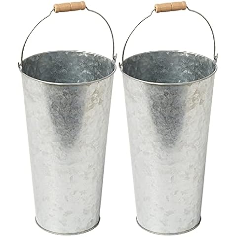 Weddingstar Large Galvanzined Silver Tin Bucket with Handle - 2 Pack Cover