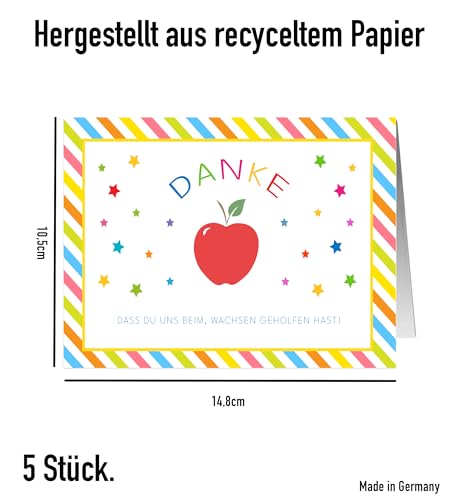 the lazy panda card company 5er Dankeskarten für Lehrer und Lehrerassistenten. Geeignet für Schule und Kita.