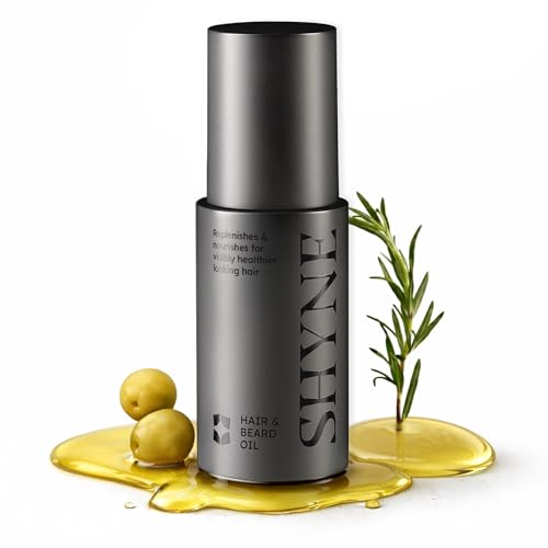 SHYNE Hair &amp; Beard Oil | Nourishing Oil for Visibly Healthier Hair | Perfect for Men's Hair &amp; Beards | 99% Natural Origin Rosemary, Castor &amp; Argan Oil | Black Owned Beauty (50ml)