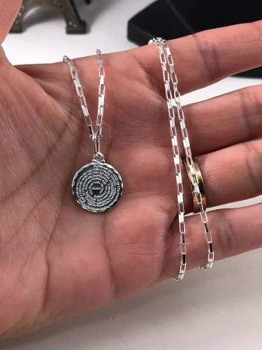 Corrente Prata Legitima 925 Bloco 70cm Pingente Pai Nosso