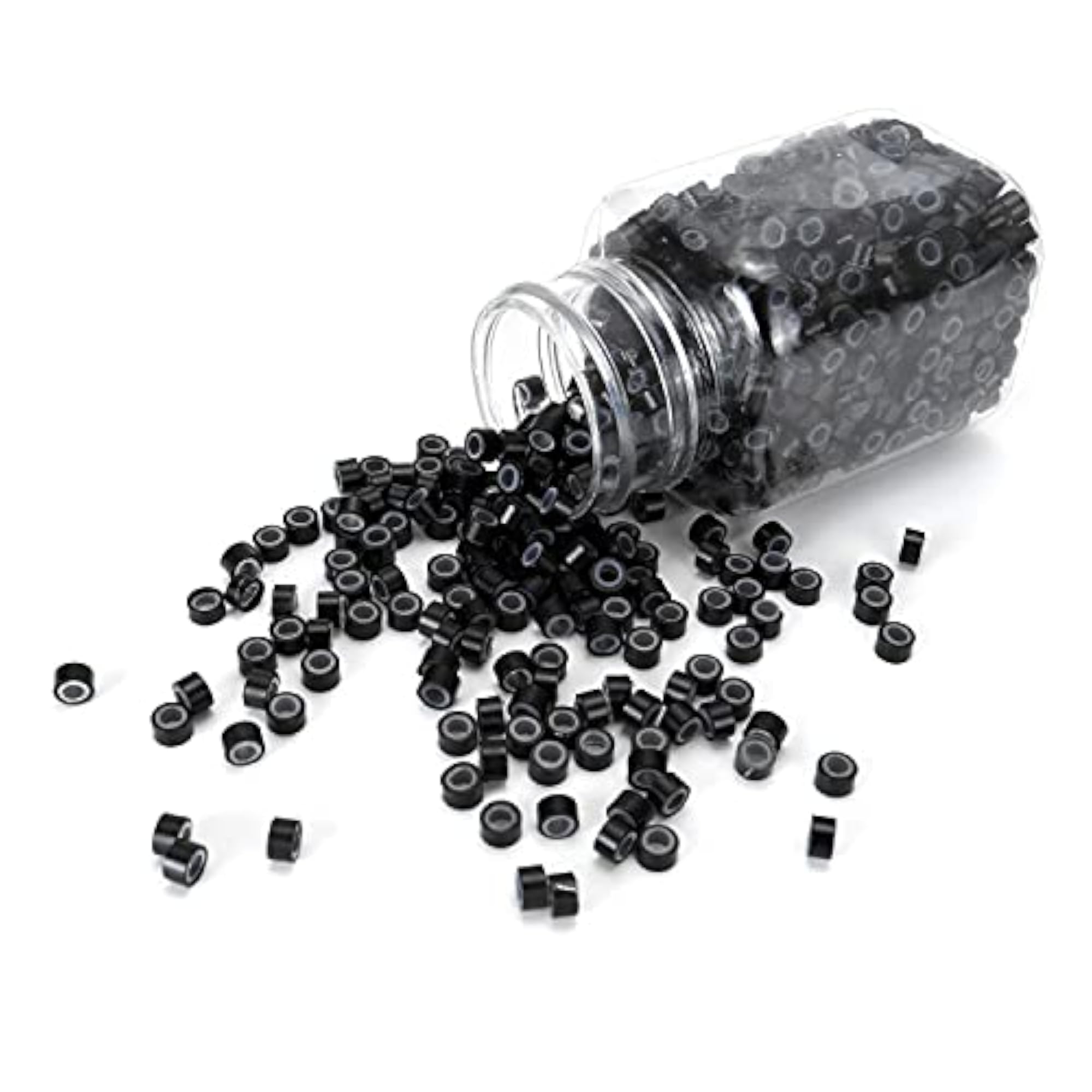 Micro Rings 5mm Black Silicone Lined Links for Hair Extensions
