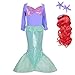 Lito Angels Vestito da Sirenetta Principessa Ariel Costume Sirena con Parrucca di Capelli per Bambina, Taglia 4-5 Anni, Viola