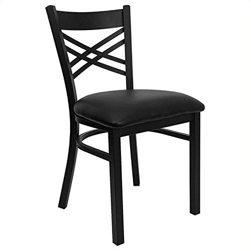 Bowery Hill Back Metal Dining Chair in Black