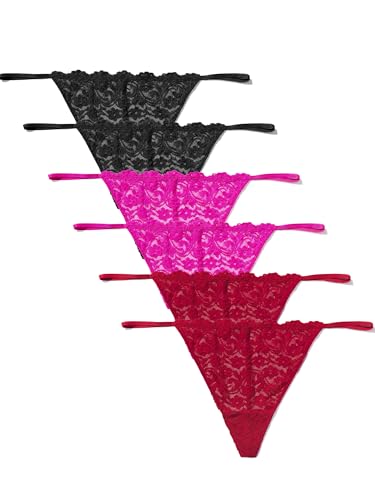 Smart & Sexy - Smart & Sexy Women's Signature Lace Panties for Women, Soft & Sheer Thongs, Cheeky Panties, String Bikini Panties and G String Panties for Women 6 Pack Pink/Pink/Black/Black/Red/Red 3X (69% Off Amazon Deal)