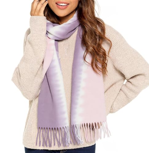 Gradient-Scarf for Women, Winter-Fall Soft-Warm Faux-Cashmere Shawl Wrap Lightweight Scarves with Tassels(26