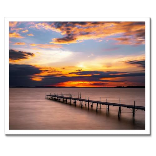 Poster pont lac coucher de soleil : habillez vos murs vides 50x40