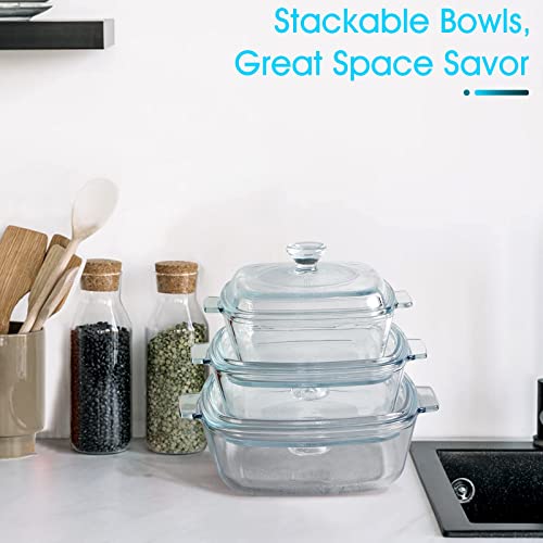 Nutriups Glass Casserole Dish With Lid Oven Safe Square Casserole Dish With Handles, Microwave Casserole Bowl With Glass Lid Casserole Cookware (1.2L-Square) #TOP3