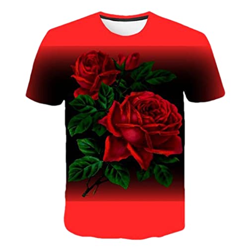 T-shirt d'été homme avec impression 3D tulipe rose relief visuel modèle Bt-602