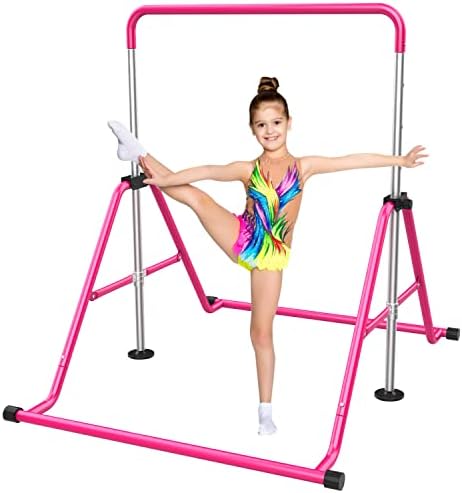 Tepemccu Expandable Gymnastics Bars,Adjustable Height Gymnastic Horizontal Bars,Junior Training Bar Children Folding Training Monkey Bars for Kids