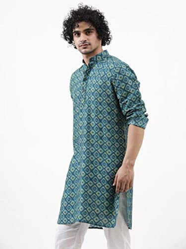 Image of Leriya Fashion Men's Kurta | Rayon Printed Kurta for Men | Chinese Collar Long Sleeves | Straight Knee Length Kurtas | for Festival | Function | Occasion Wear Fancy Kurta for Boys