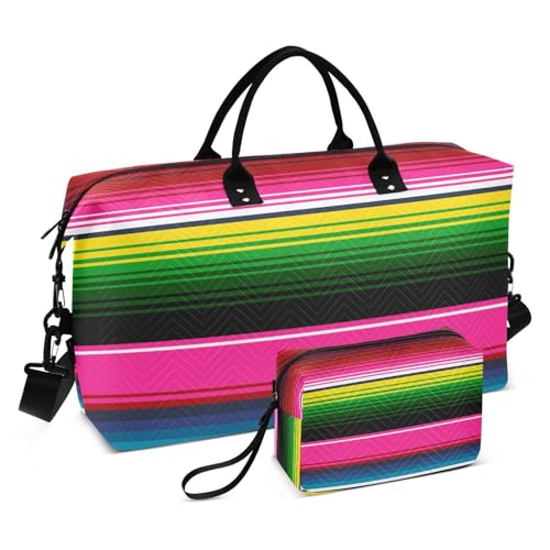 Dark Stripes Colorful Travel Handle Bag Set - Multiple Compartments and Airplane Approved, Storing Travel Bag with Small Storage Bag for Weekend Getaways, Business Trips