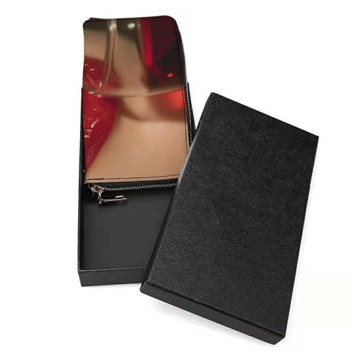 Woman Red Lips Drinking Wine PU Leather Clutch Long Bifold Wallet, Coin Purse Credit Pass Case, Durable Card-Holder Money Storage for Women Men3