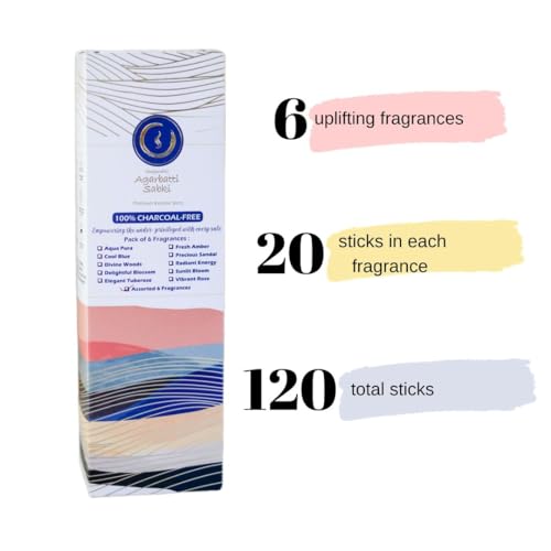 Agarbatti Sabki AS001A Incense Sticks Agarbatti Sabki - Pack Of 6-120 Sticks, Relaxation Spiritual Healing Stress Relief, Premium, Charcoal-Free thumb #1