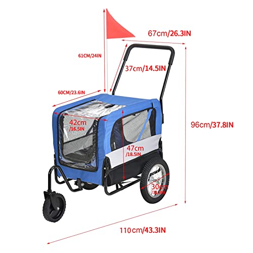 Large Dog Stroller & Pet Bike Trailer with Suspension 2in1 Pet