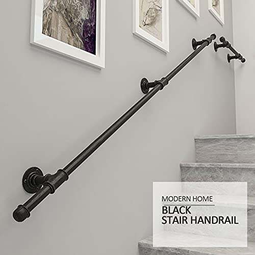 Rampe escalier extérieur intérieur 540 cm, main courante fer forgé noir - 7