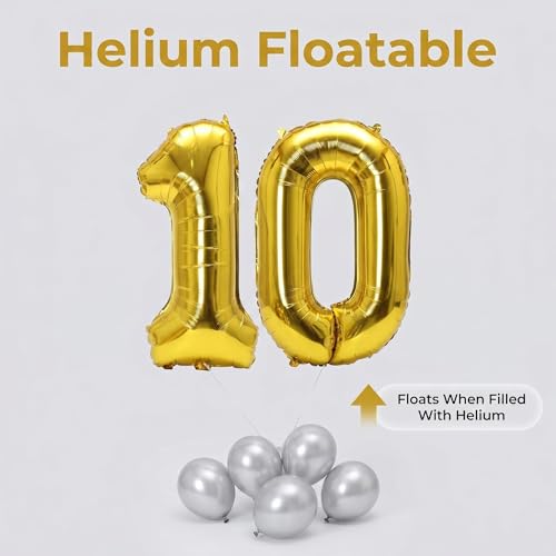 Image of YPSelected 32 Inch Large Foil Helium Number Balloon Birthday Wedding Party 0-9 (Gold, 6)