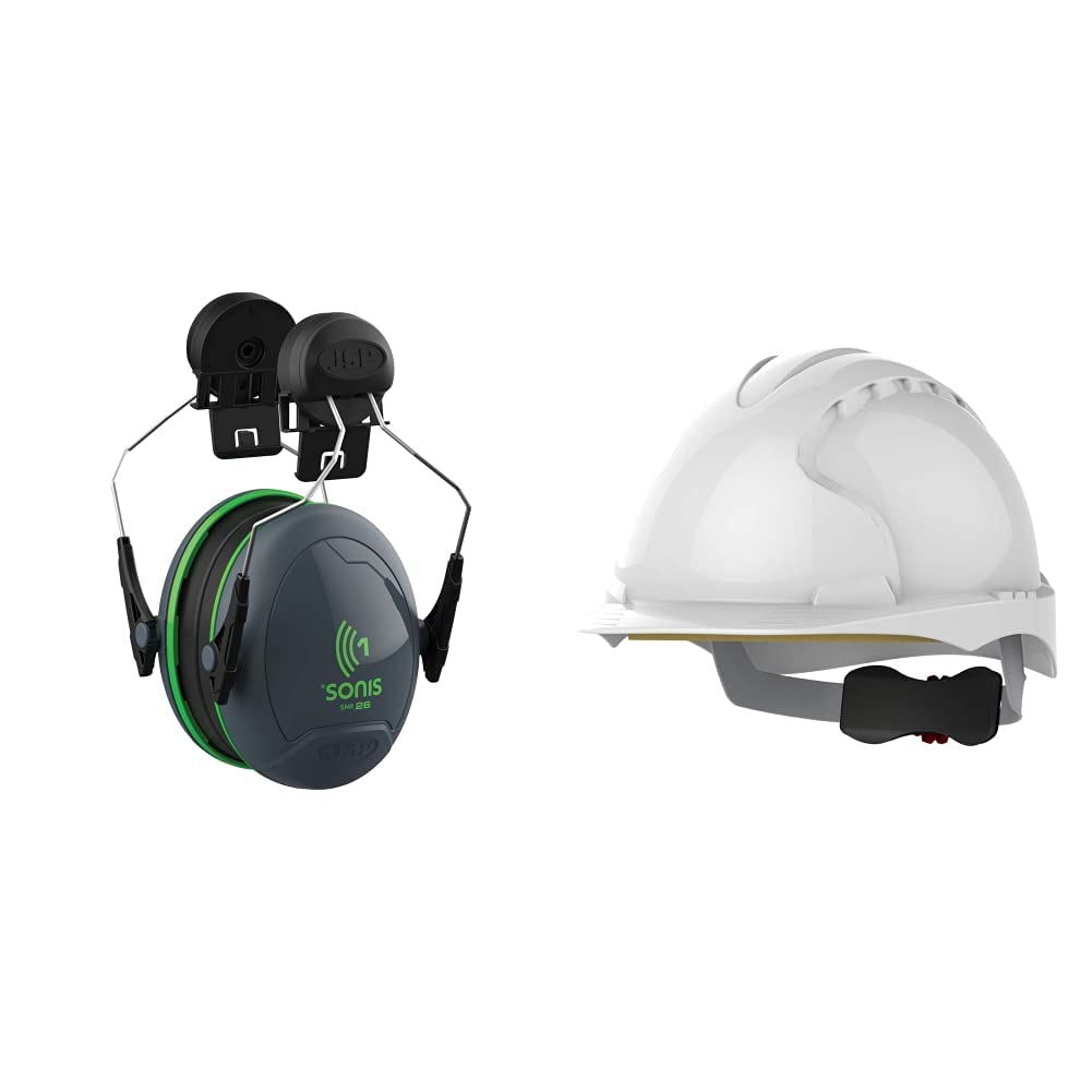 JSPSonis 1 Helmet Mounted Ear Defenders - SNR 26 - (AEB010-0CY-800) & Revolution Wheel Ratchet - White AJE170-000-100