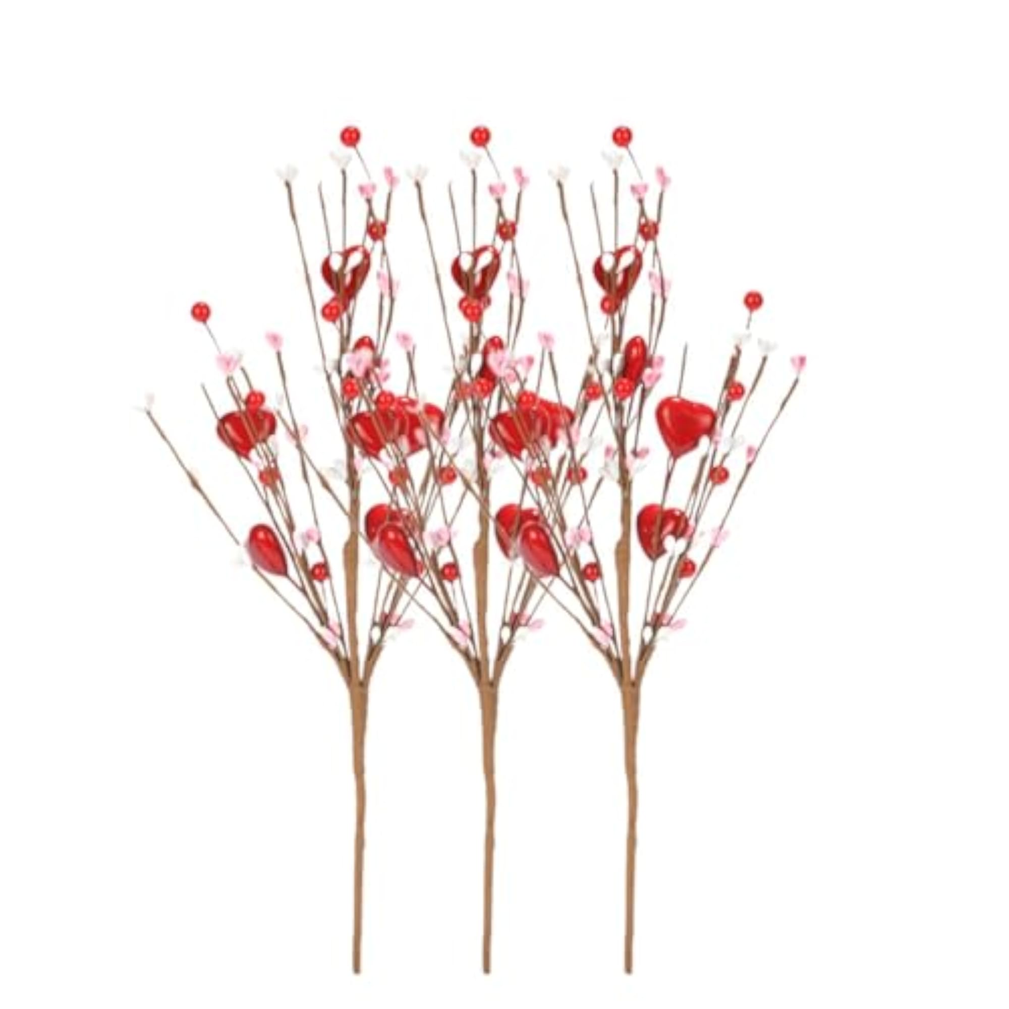 3 Pieces Artificial Heart Berries Picks Decoration for Home