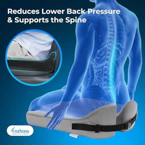 Image of anzhixiu Elevated Car Seat Cushion for Improved View- Reduces Lower Back Pressure- Gray