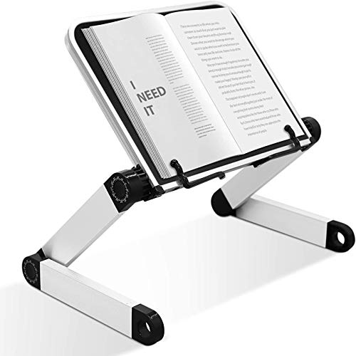 Supporto per libri regolabile, ergonomico regolabile in altezza con clip per libri di testo Libri di musica Ricetta per cuoco Supporto in alluminio leggero resistente