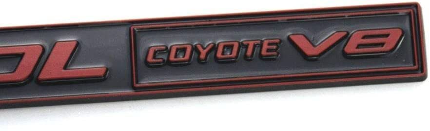 Image of 2pcs 5.0 Coyote V8 Emblem 3D Trim Fender Hook Trunk Badge Decal Sticker Nameplate Replacement for 150 Mustang (Black Red)
