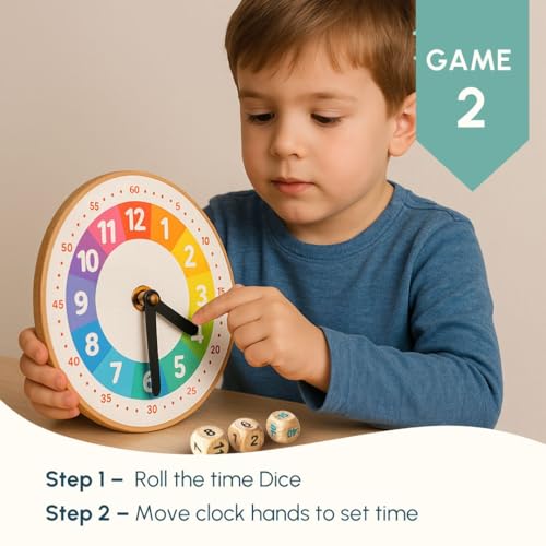 Image of Curious Cub Learning Clock for Kids | Educational Toys for 5+ Year Old | Fun Time Learning Kit | Activity Toys for 6 Year Old Boys, Girls & Educational Board Games for Kids | Ideal Birthday Gift