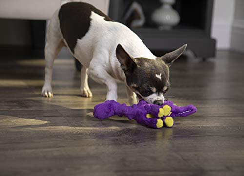 Image of goDog Just For Me Dinos Bruto Squeaky Plush Dog Toy, Chew Guard Technology - Purple, Mini