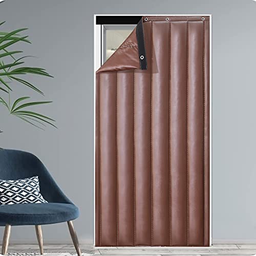 Cortina de puerta aislante térmica con aislamiento térmico, paneles de puerta, algodón, cortina de ocultación, impermeable, aislamiento, color marrón