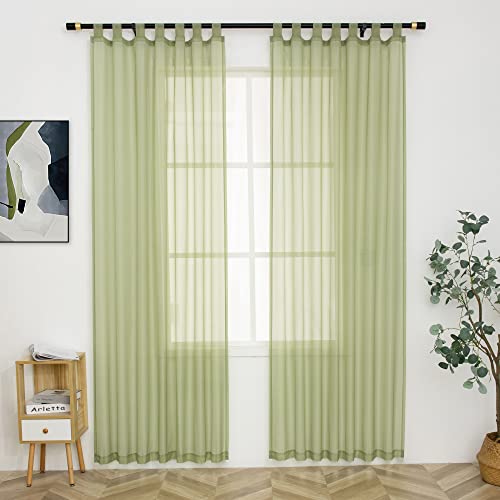 MUMFAS 2 Panel Tab Top Sheer Drapery Window Treatment Curtain Sheer Curtain for Girls Room Sheer...