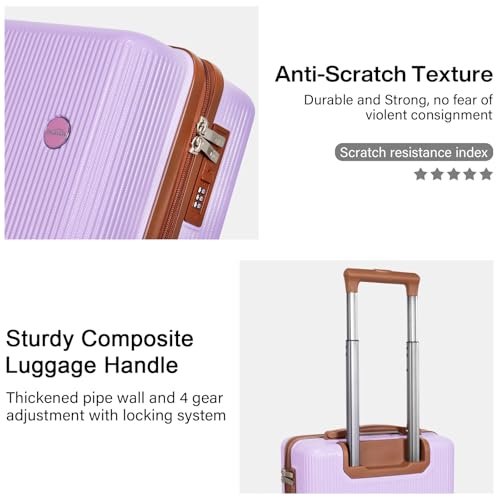 Image of Luggage Sets 3 Piece (20 /24 /28 inch)-Carry On Suitcase-Suitcase With Wheels-PC+ABS - Hardside Spinner Travel Luggage, Black, 8 Pcs Set, Hardside Luggage Sets With Spinner Wheels (PURPLE)