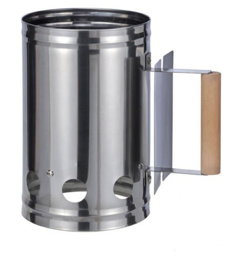 Wagner Anzündkamin Edelstahl Grill XXL Kohlestarter Kohleanzünder Grillanzünder mit Holzgriff