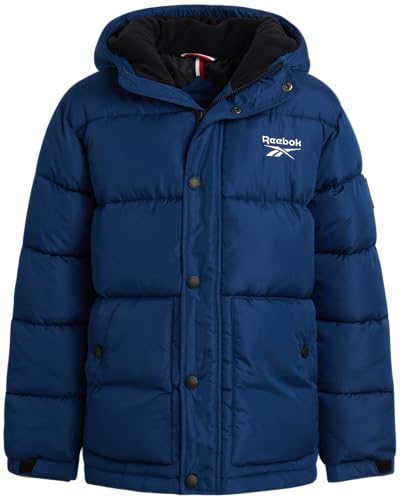 Image of Reebok Boys Heavyweight Puffer Jacket, Wind & Water Resistant Hooded Coat