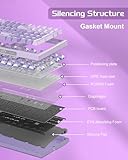 MageGee SKY98 Wireless Gasket Mechanical Gaming Keyboard, 96% Hot Swappable RGB Custom Creamy Keyboard with 5-Layer Sound Padding, BT/2.4G/USB-C, NKRO for Win/Mac (Lavender, Violet Switch) - Image 4