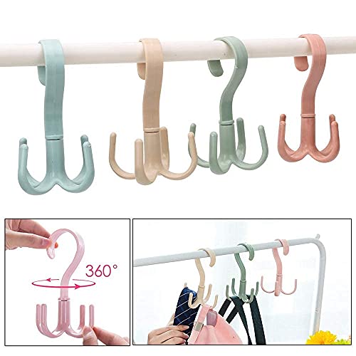 Image of Mechdel 10 PCS 360 Degree Rotatable Hook Closet Hanging Organizer Hangers, 360 Degree Rotating Closet Clothes Hangers with 4 Claws (Multicolor)