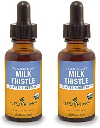 Herb Pharm Extracto líquido de semilla de cardo mariano para soporte de función hepática, 1 onza (paquete de 2)