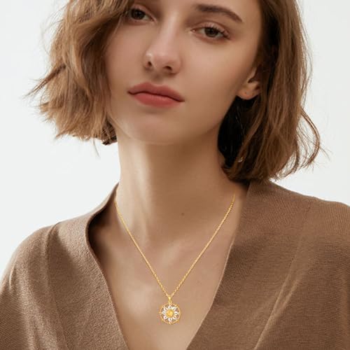 Dreamboat Sterling Silver Gold Sun Necklace for Women Sunburst Necklace Sun Pendant Apollo Celestial Sun Jewelry Gifts3