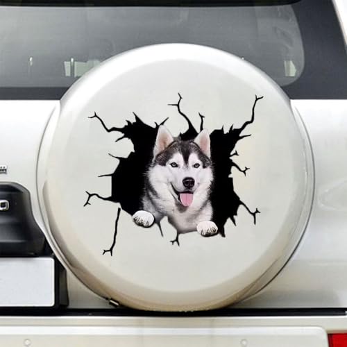 Image of Funny Husky Car Sticker, 3D Vinyl Waterproof Dog Auto Decals11.8x11.8in, for Wall Laptop Car Window Truck Bumper Refrigerator Stickers