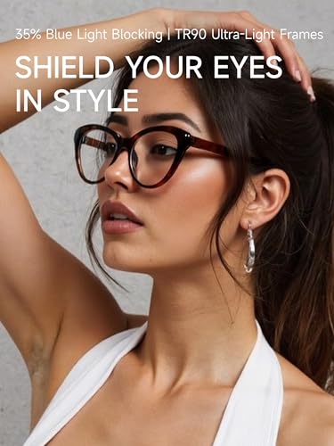 Image of Bast Sytle Oversized Cateye Blue Light Blocking Glasses Lightweight Chic Frame for Office Computer Gaming for Women