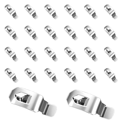 RHQFDM 24 Piezas Clips para Marcos Fotográficos de Metal,Sujetadores para Marcos Sin Taladrar,Clips para Marcos de Fotos,Para Fijar Fotos y Lienzos(35×13 mm Plateado)