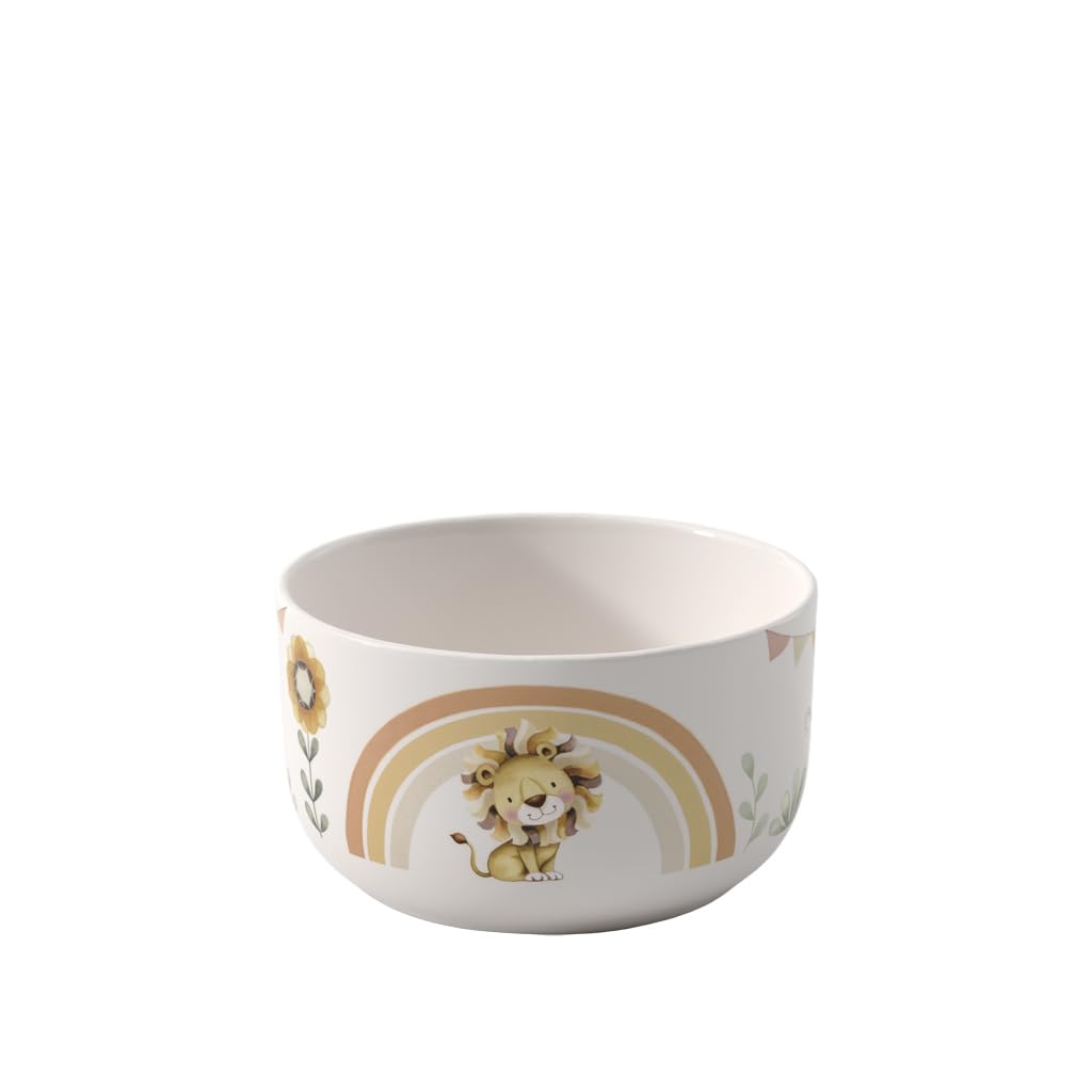 Villeroy & Boch - Boho Kids Roar Like a Lion Children's Bowl, Porcelain Bowl in Boho Style, Children's Tableware Deep Bowl, 12.5 cm Ø, Dishwasher Safe, Microwave Safe, Multicolored