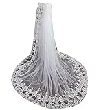 EllieHouse Women's 2 Layer Lace Sequins Edge Detachable Train for Wedding Prom Party Dress Overskirts White