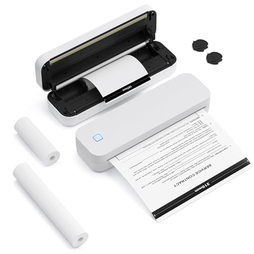 Image of Thermal Printer, Portable Printers Wireless for Travel, Inkless A4 Thermal Printer with Thermal Paper & Paper Limiter (White)