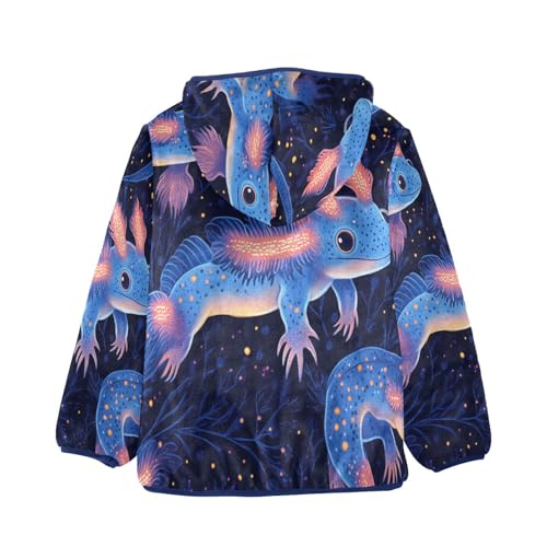 Glowing Axolotl Pattern Prints Toddler Fleece Jacket Girl Boys Hooded Fleece Jacket Coat Warm Outwear Zip-up 3-10T2