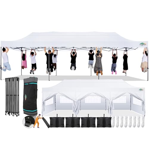 Image of COBIZI 10x30 Pop Up Canopy Tent,Heavy Duty Canopy(White with 8 Sidewalls)