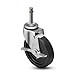 Shepherd Regent Series 4" Diameter Polyolefin Wheel Swivel Caster with Tread Brake, 7/16" Diameter x 1-7/16" Length Brass Band Grip Ring Stem, 150 lbs Capacity, Zinc Finish