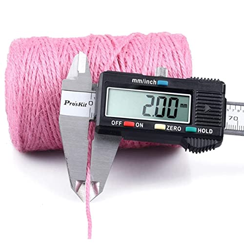 Image of ecofynd Single String Color Jute Cord | Natural Hemp Rope for Wall Hanging, Plant Hanger Gift Wrapping, Garden Art | Thread Material for DIY Craft Projects, (2mm, 130 Meters, Baby Pink)