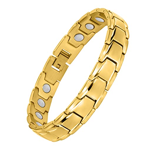 HAQI Magnetarmband für Frauen und Männer 3500 Gauss starkes Magnetisches Armband Damen Einstellungswerkzeug und Geschenkbox(Gold) (Männer)